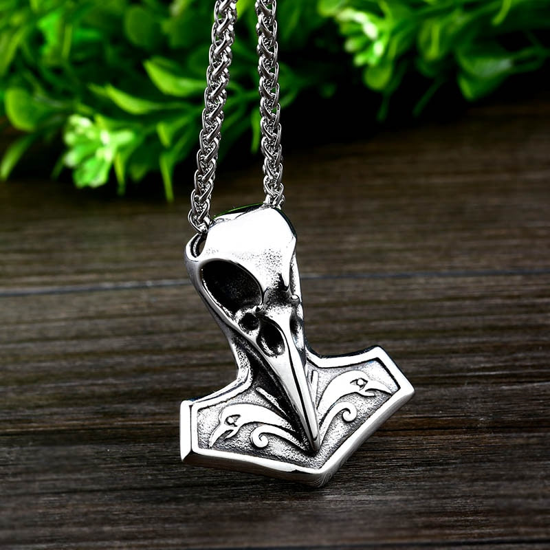 BEIER Norse Raven Viking pendant Necklace Crow Runes Thor Hammer Mjolnir Talisman Vintage Eagle Men Chain omen BP8-410