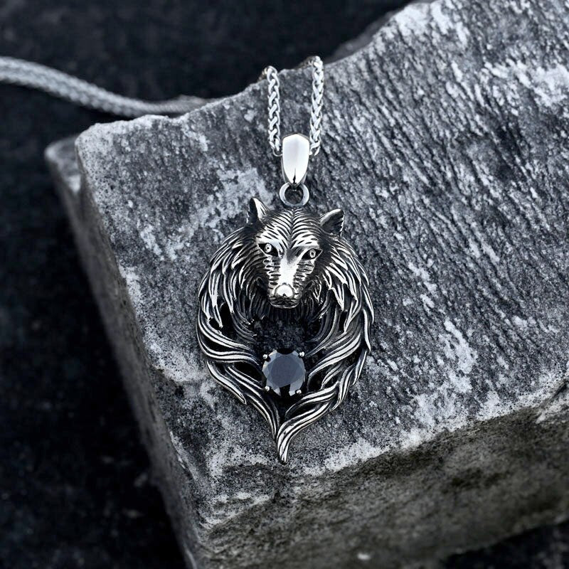 BEIER Punk 316L stainless steel design howling gem wolf pendant necklace viking men celt Charm jewelry BP8-580
