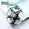 BEIER Stainless steel  Pentagram Pan God Skull Goat Head Pendant Necklace Satanism Occult Metal Vintage Star for Man BP8-342