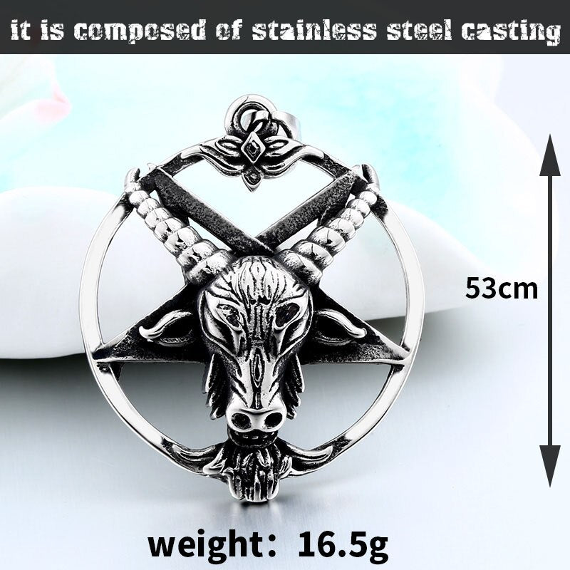 BEIER Stainless steel  Pentagram Pan God Skull Goat Head Pendant Necklace Satanism Occult Metal Vintage Star for Man BP8-342