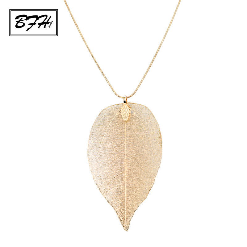 Fashion Silver Long Necklace for Women Girl Wedding Party Charm Maxi Design Leaf Pendant Necklaces Jewelry Gift Wholesale