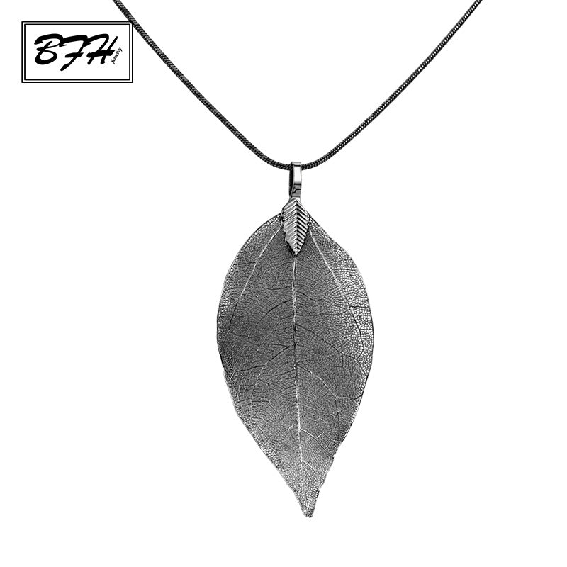 Fashion Silver Long Necklace for Women Girl Wedding Party Charm Maxi Design Leaf Pendant Necklaces Jewelry Gift Wholesale