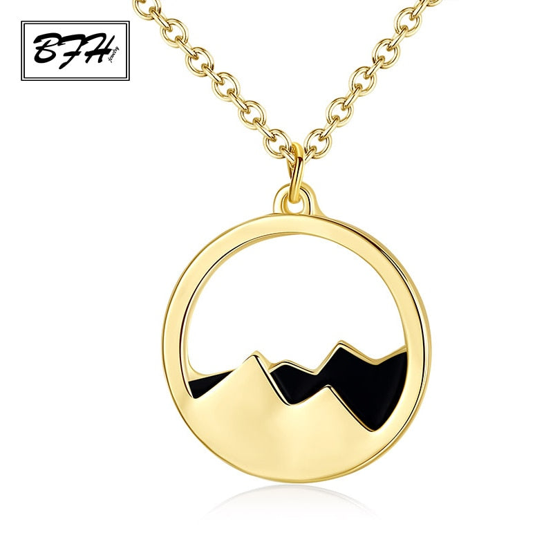New Charm Fashion Silver Long Necklace Pendants for Women Men Minimalist Mountain Top Pendant Mountain Necklace Jewelry Gift