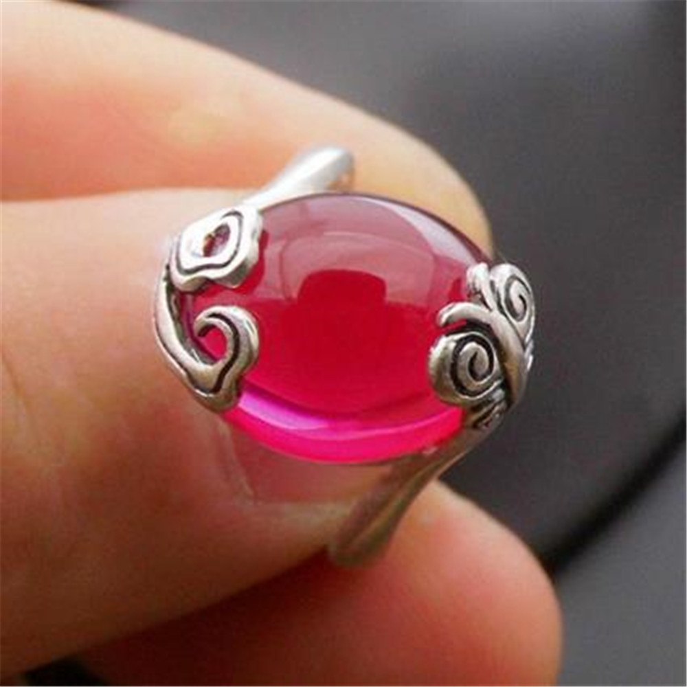 Fashion 100% S925 Sterling Thai Silver Red Corundum Garnet Butterfly Pattern Open Unisex Jewelry Ring