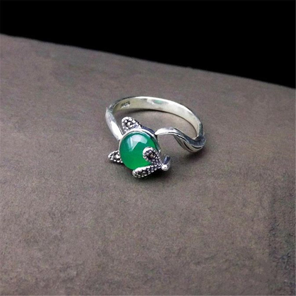 Fashion 100% S925 Sterling Thai Silver Rings Green Agate yellow agate red Corundum for gem Fox Open Unisex Jewelry