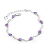 Fashion 925 Sterling Silver hearts Purple Round Diamond Bracelet Women's Adjustable Length Weddings Jewelry Bracelets