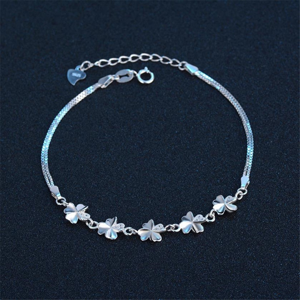 S925 Sterling Silver Bracelet Four-Leaf Clover Diamond AAA Zirconium Women's Wedding Jewelry Bracelets