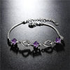 S925 Sterling Silver Bracelet Heart-Shaped Purple Diamond Women's Wedding Crystal Silver Jewelry Bracelets