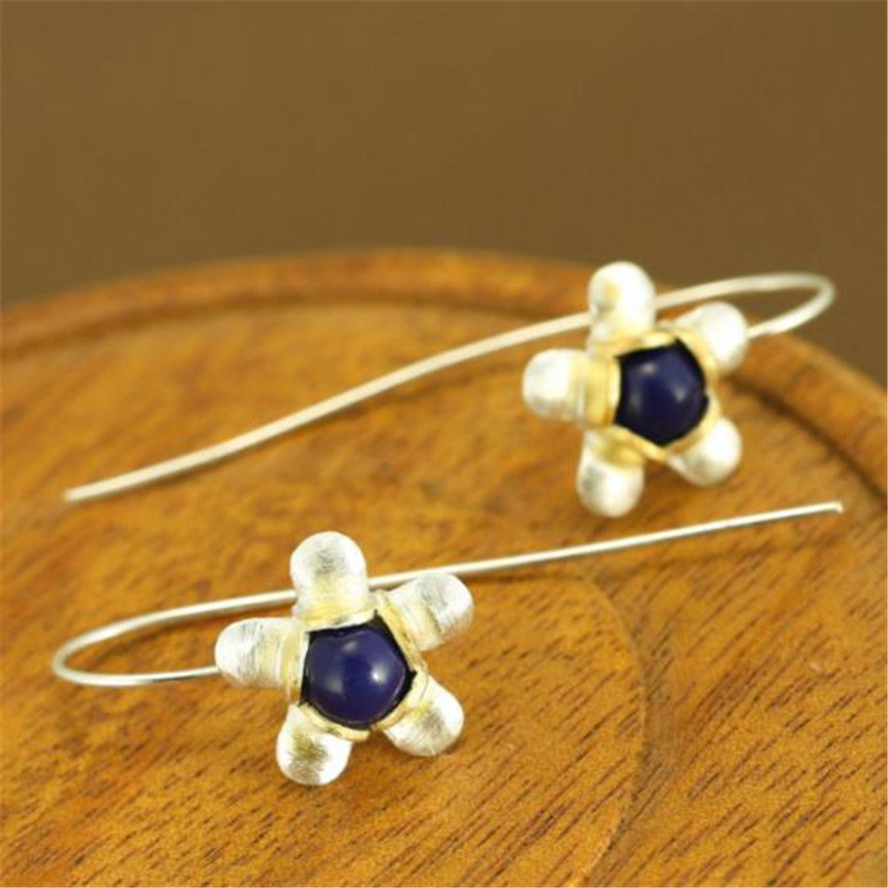 Women's S925 Sterling Silver Drop Earrings Fine Craft Flowers Wedding/ Birthd Long Earrings Fine Jewelry