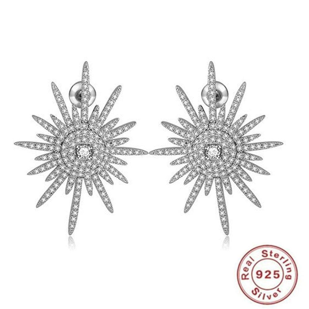 Women's S925 Sterling Silver Stud Earrings AAA Zircon Exquisite Popular Wedding Earrings Jewelry Gifts