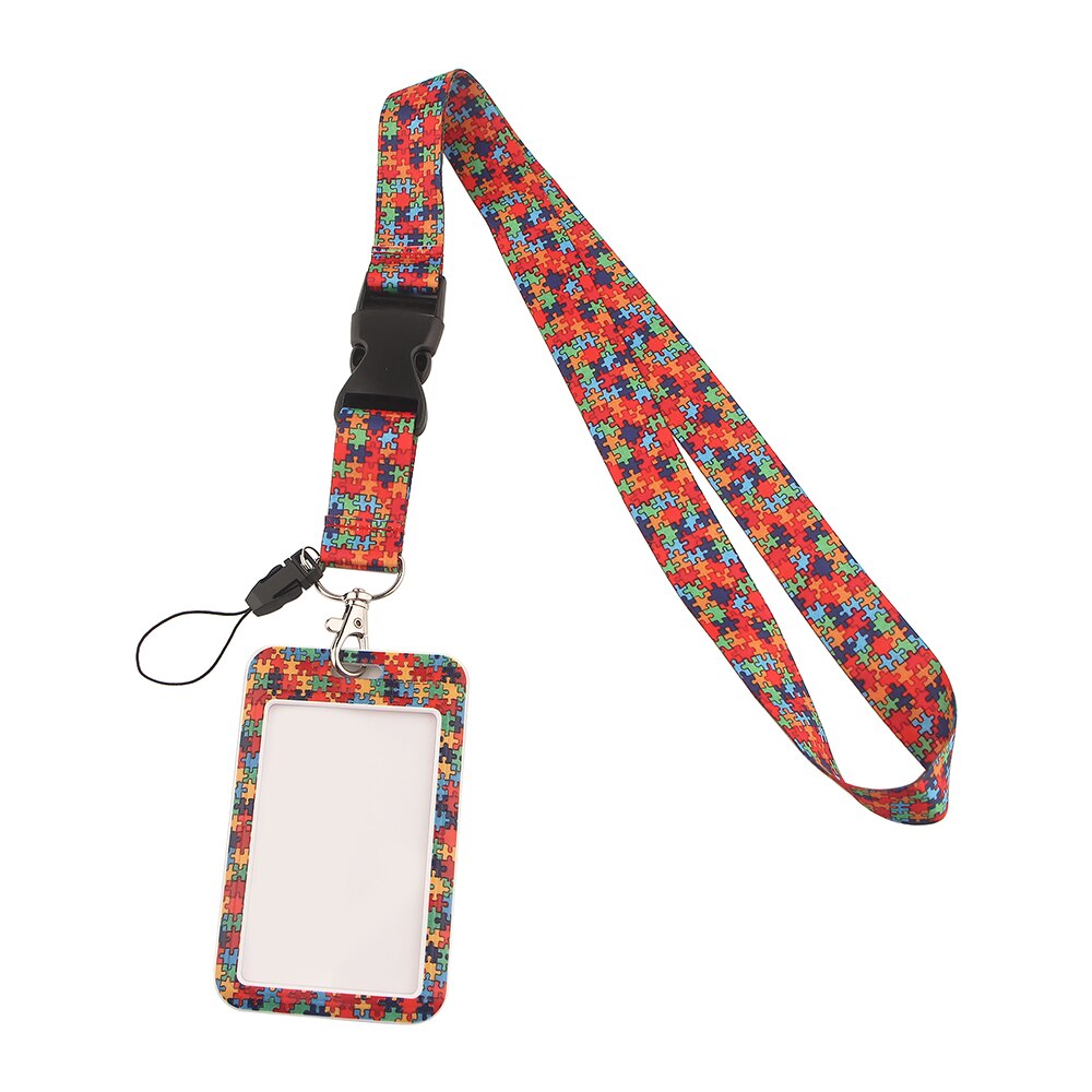 BG674 Autism Awareness Lanyards with ID Holder Name Tag Badge Holder with Neck Lanyard Bank Credit Card Badge Holder Accessories