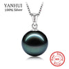 BIG 90% OFF!! original Flawless Black Pearl Pendant Necklace With Solid 925 Silver Chain Necklace Wedding Jewelry for Women N001