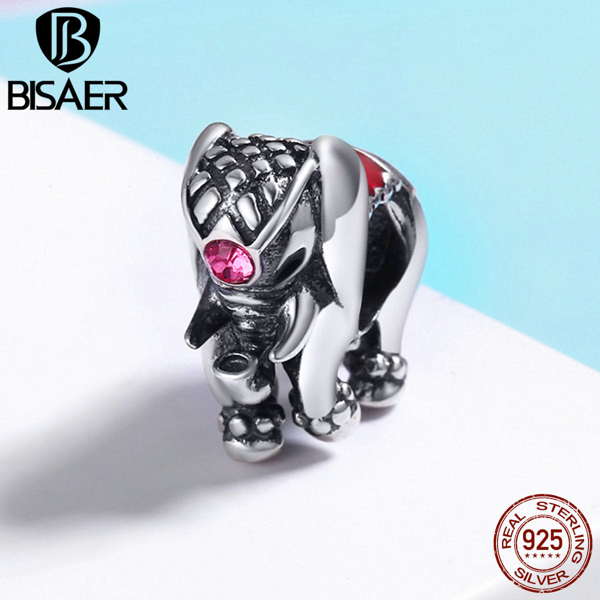 BISAER-Authentic-100-925-Sterling-Silver-Thailand-Lucky-Elephant-Animal-Charms-Beads-fit-PAN-Charm-Bracelet