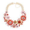 BK Woman Flower Necklace Multi-color Acrylic Crystal Resin Plant Style Collar Chunky Choker Jewelry Bib Chain