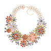 BK Woman Flower Necklace Multi-color Acrylic Crystal Resin Plant Style Collar Chunky Choker Jewelry Bib Chain