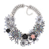 BK Woman Flower Necklace Multi-color Acrylic Crystal Resin Plant Style Collar Chunky Choker Jewelry Bib Chain