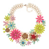 BK Woman Flower Necklace Multi-color Acrylic Crystal Resin Plant Style Collar Chunky Choker Jewelry Bib Chain