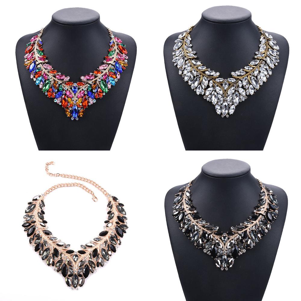 BK Jewelry Choker Necklace Elegant Colorful Clear Acrylic Crystal Rhinestone Sparkly Woman Gift Party Chain