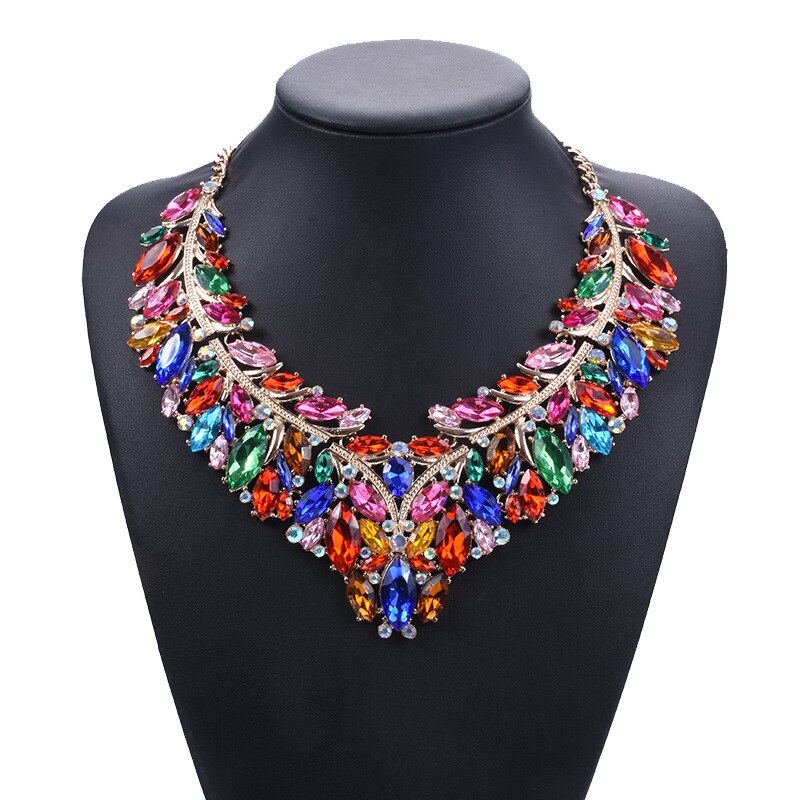 BK Jewelry Choker Necklace Elegant Colorful Clear Acrylic Crystal Rhinestone Sparkly Woman Gift Party Chain