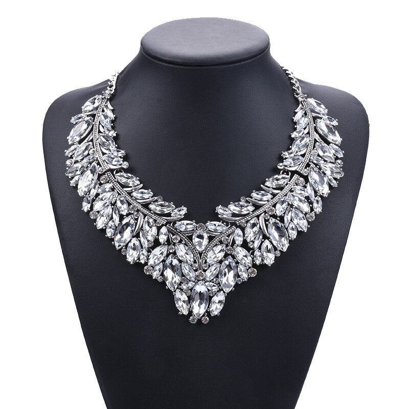 BK Jewelry Choker Necklace Elegant Colorful Clear Acrylic Crystal Rhinestone Sparkly Woman Gift Party Chain