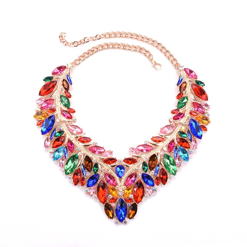 BK Jewelry Choker Necklace Elegant Colorful Clear Acrylic Crystal Rhinestone Sparkly Woman Gift Party Chain