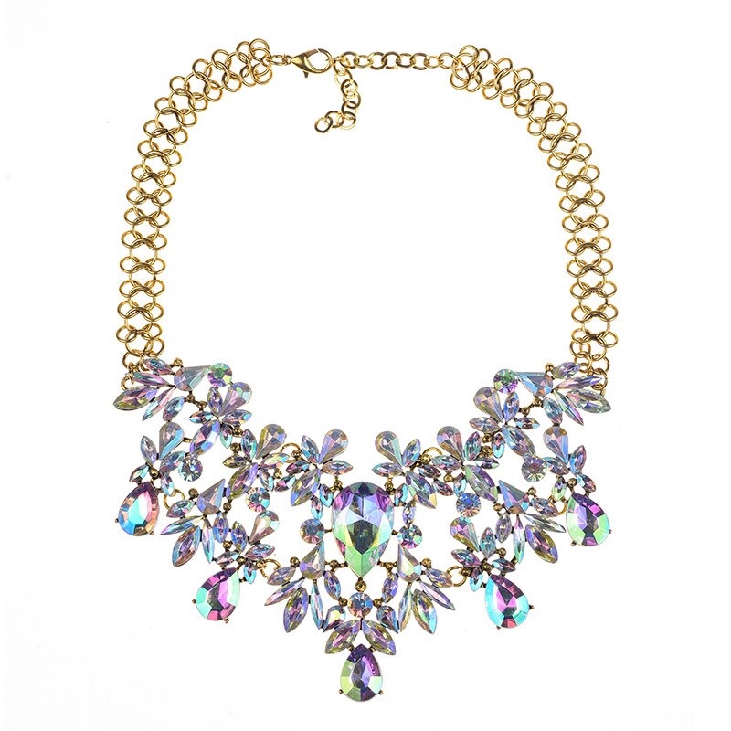 BK Woman Choker Necklace Colorful Clear Acrylic Crystal Rhinestone Resin Beads Party Gift Chain Jewelry