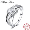 [BLACK AWN] Fine 3.6G Genuine 925 Sterling Silver Jewelry Trendy Engagement Rings for Women Wedding Ring C047