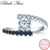 [BLACK AWN] Vintage 2.9g 925 Sterling Silver Rings Fine Jewelry Black Spinel Wedding Rings for Women Femme Bijoux Bague C011