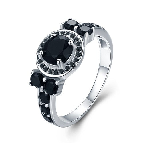 [BLACK AWN] Vintage 3.4g 925 Sterling Silver Jewelry Bague Black Spinel Engagement Rings for Women Girl Party Gift C470