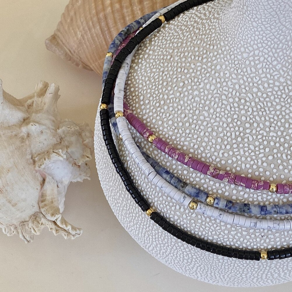 BLIN Natural Semi-precious Stones Color Chokers Necklaces Greece Ethnic Design Natural Stone Necklaces Summer Jewelry