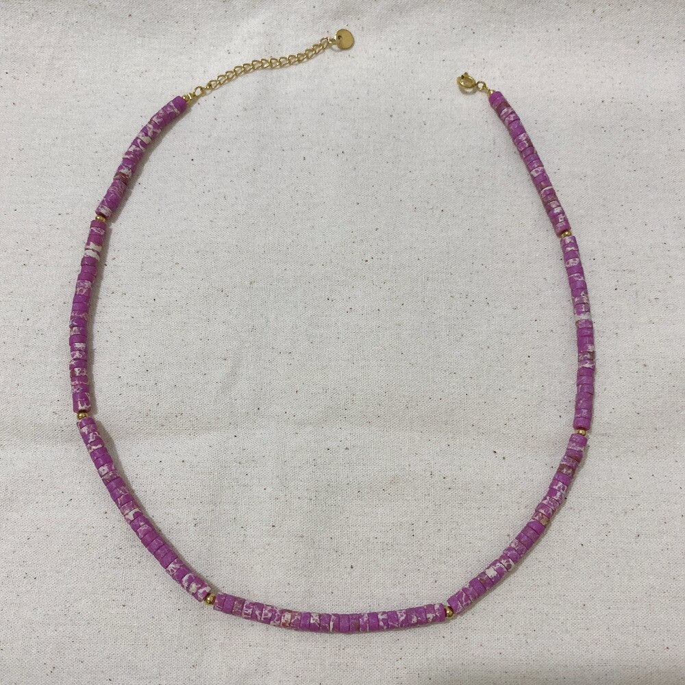 BLIN Natural Semi-precious Stones Color Chokers Necklaces Greece Ethnic Design Natural Stone Necklaces Summer Jewelry