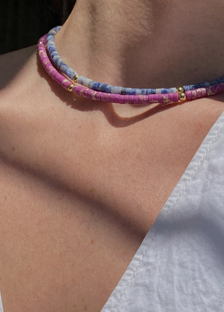 BLIN Natural Semi-precious Stones Color Chokers Necklaces Greece Ethnic Design Natural Stone Necklaces Summer Jewelry