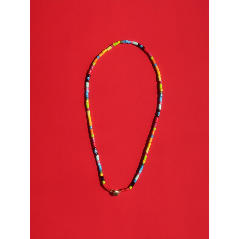 BLIN Bohemian Ethnic Style Thin Enamel Tube strand Colorful Chokers Necklaces Vacation Torques Women's Jewelry Accessories