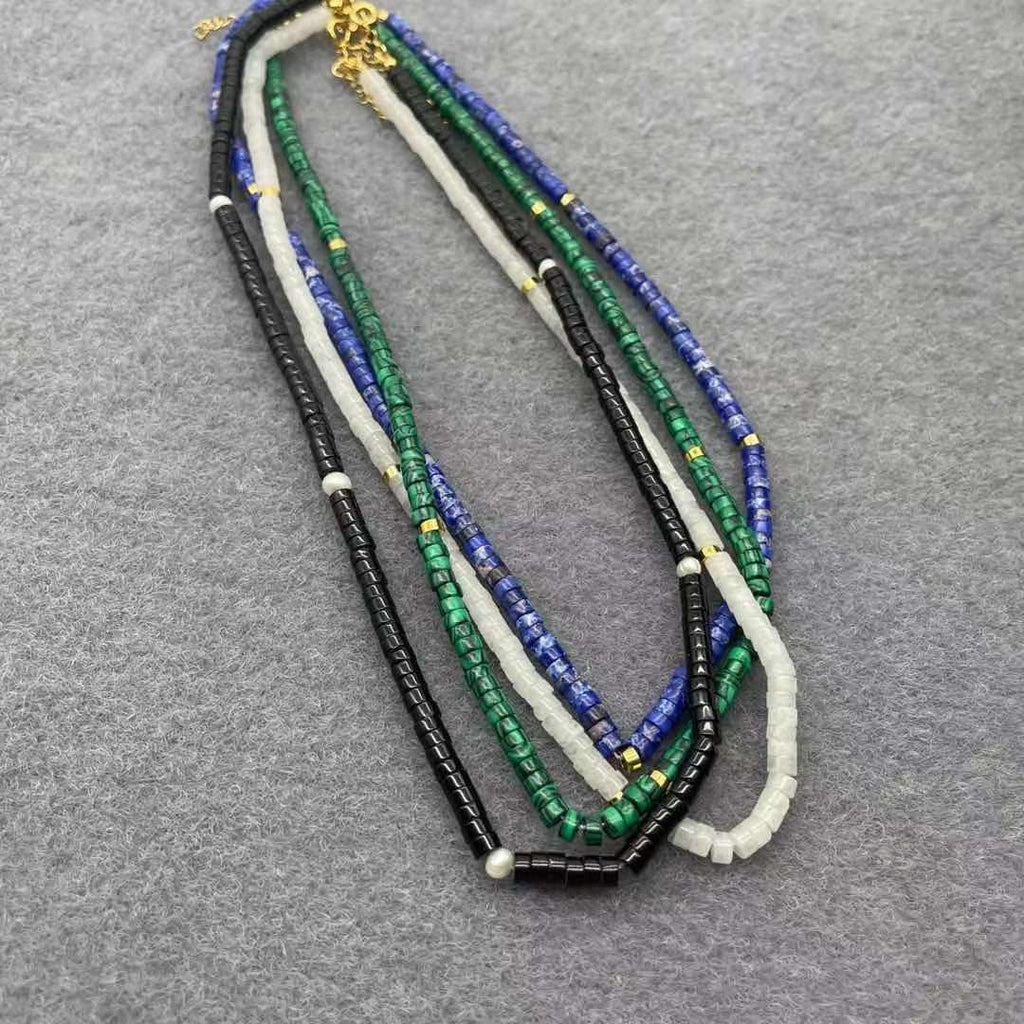 BLIN  Natural Stone Necklace Colorful Semi-precious Stones Handmade Beaded Chokers Necklaces Women Jewelry