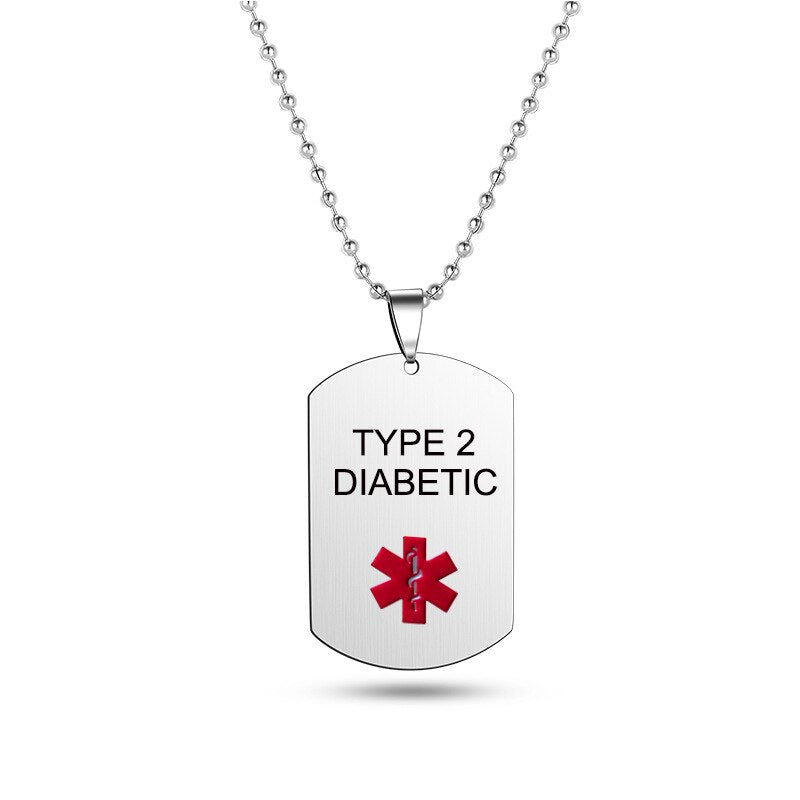 BLOOD THINNER Dog Tag Pendant Medical Alert ID Necklace for Men Woman Stainless Steel SOS Jewelry