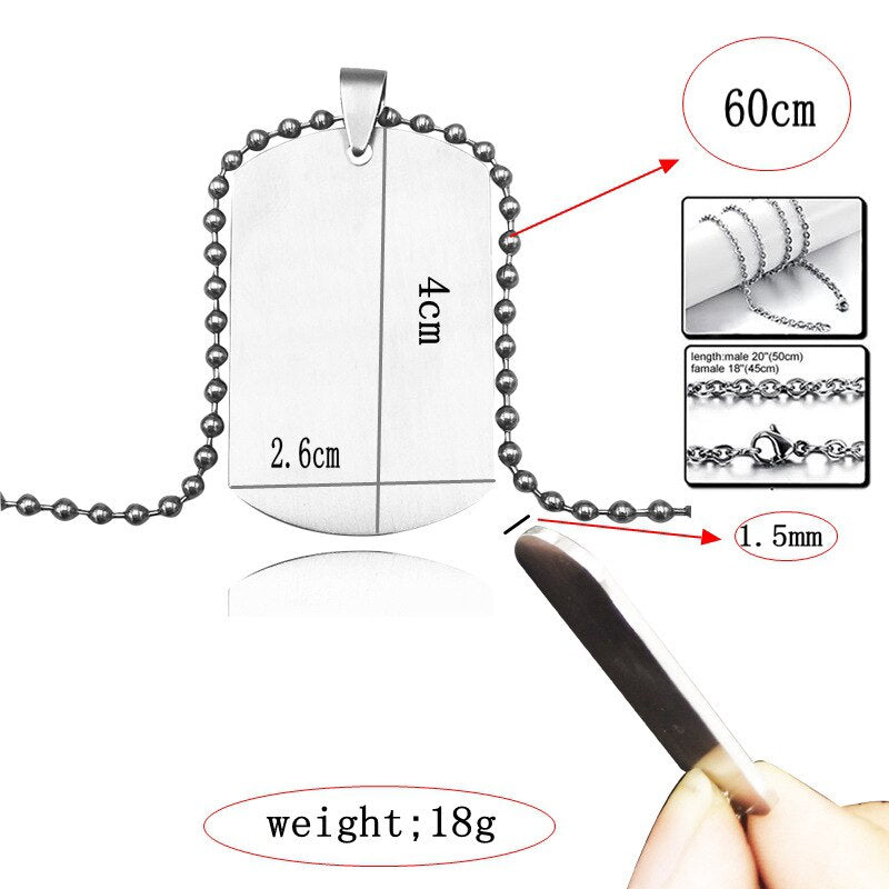 BLOOD THINNER Dog Tag Pendant Medical Alert ID Necklace for Men Woman Stainless Steel SOS Jewelry