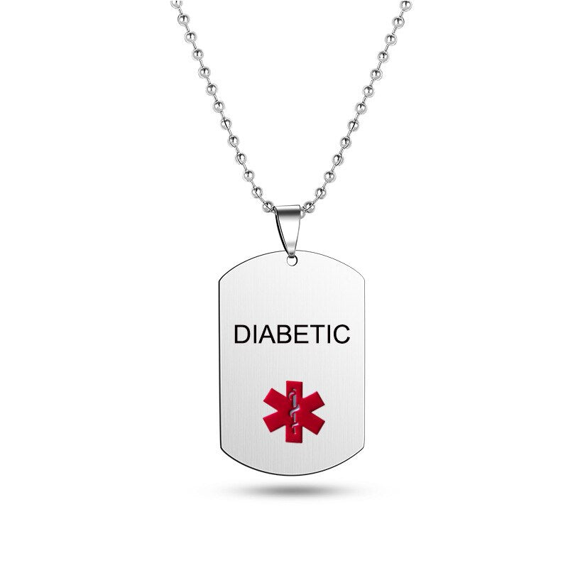 BLOOD THINNER Dog Tag Pendant Medical Alert ID Necklace for Men Woman Stainless Steel SOS Jewelry