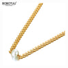 BOBOTUU Goth Stainless Steel White Pearl Choker Necklaces For Women Girls Bohemia Party Leaflet Charm Pendant Necklace BN20098