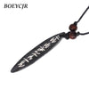 BOEYCJR  Ancient Tribe Amulet Yak Bone Necklace Statement Chain Handmade Ethnic Long Pendant Necklace for Men and Women