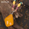 BOEYCJR  PANGA-PANGA Wood Beads Necklace Long Chain Handmade Jewelry Resin Ethnic Vintage Pendant Necklace for Men or Women