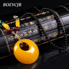 BOEYCJR  PANGA-PANGA Wood Beads Necklace Long Chain Handmade Jewelry Resin Ethnic Vintage Pendant Necklace for Men or Women
