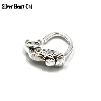 BOG-1PCHeart Cat Owl Crescent Moon Jaguar Seamless Ring Bendable Daith Heart Ear Trague Cartilage Earring Silver&Gold&Rose Gold