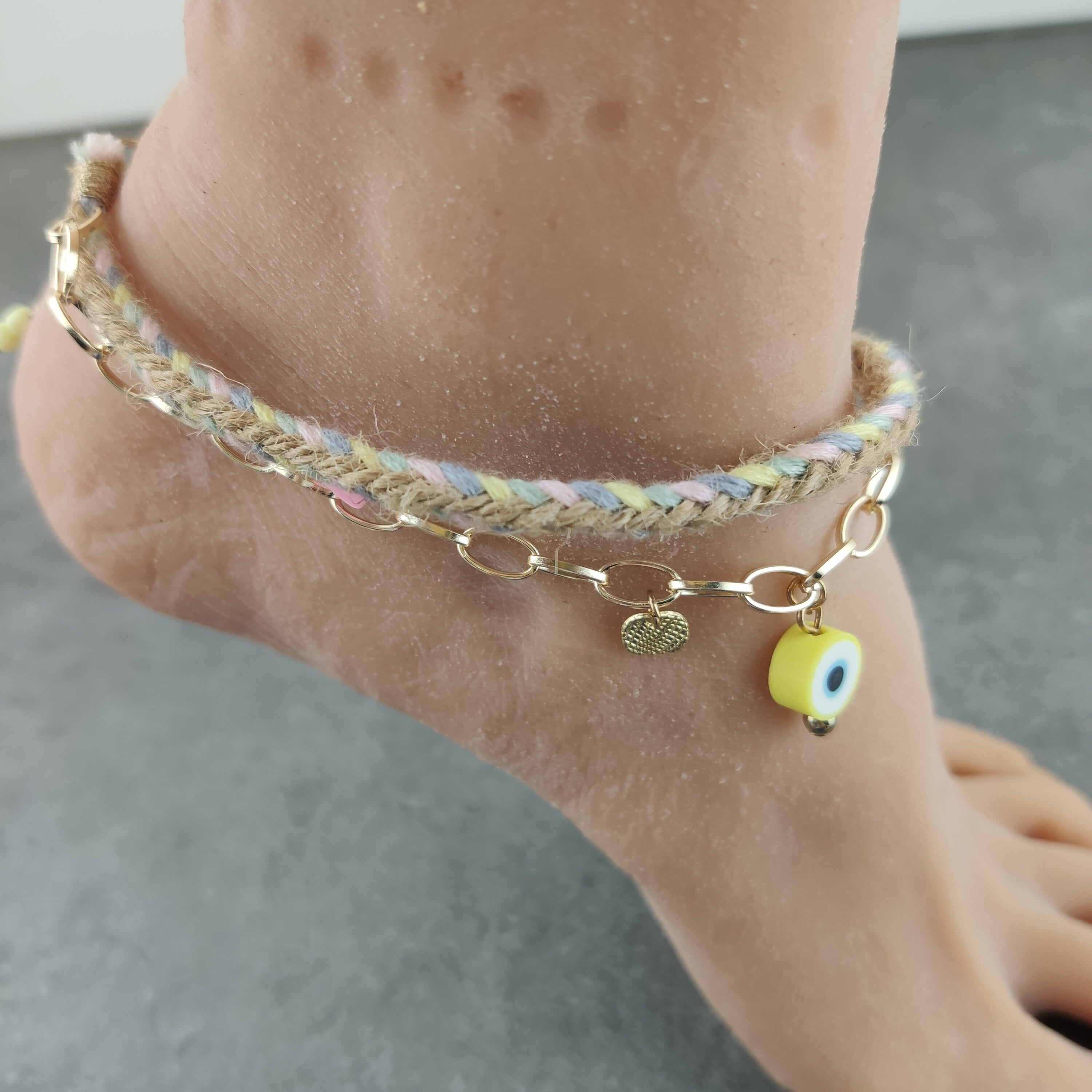 BOHO Handmade Braid Golden Chain Anklets for Women Beach Anklet Leg Bracelet Handmade Bohemian Foot Chain Gift