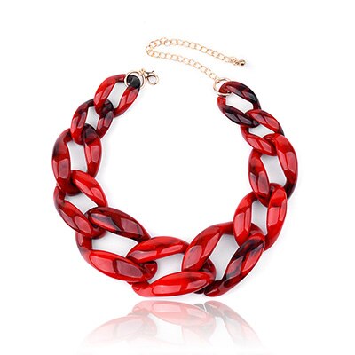 BOJIU 14 Color Cute Big Acrylic Choker Necklaces For Women Boho Gold Chain Plastic Punk Collar Necklace Lady Gift Jewelry NK1074