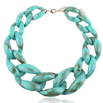 BOJIU 14 Color Cute Big Acrylic Choker Necklaces For Women Boho Gold Chain Plastic Punk Collar Necklace Lady Gift Jewelry NK1074