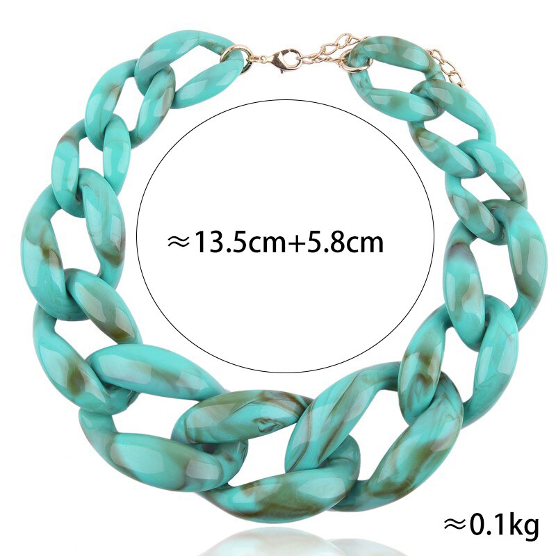BOJIU 14 Color Cute Big Acrylic Choker Necklaces For Women Boho Gold Chain Plastic Punk Collar Necklace Lady Gift Jewelry NK1074