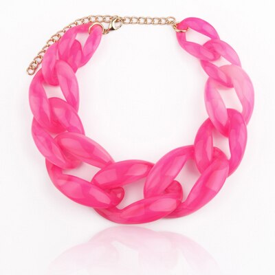 BOJIU 14 Color Cute Big Acrylic Choker Necklaces For Women Boho Gold Chain Plastic Punk Collar Necklace Lady Gift Jewelry NK1074