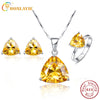 100% 925 Sterling Silver Citrine Woman Fine Jewelry Sets Necklace/Ring/Earring Wedding Band Engagement Jewelry Gift