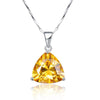 100% 925 Sterling Silver Pendant Necklaces with Yellow Citrine Pendant Stone Best Gift for Girl Friend Wedding Jewelry
