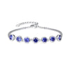 100% 925 Sterling Silver Woman Multicolor 7 pcs Topaz Tanzanite Amethyst Bracelet double Layer Created Emerald Bracelet